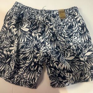 New The Foundry 4XL Tropical Floral Hawaiian Swim Trunks Navy Blue Board Shorts
